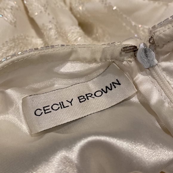 Cecily Brown Ivory Silk Full-Length Embroidered & Beaded Wedding/Formal Dress 14 - Picture 13 of 16